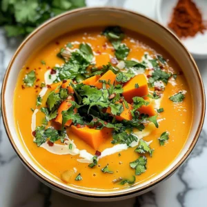 Overhead close-up of a bowl of creamy butternut squash and sweet potato soup, garnished with parsley and a swirl of cream.