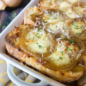 Two ramekins of French onion soup, topped with melted cheese and thyme.