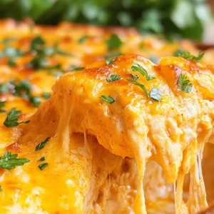 A bowl of creamy buffalo chicken dip, garnished with green onions, served with crackers.